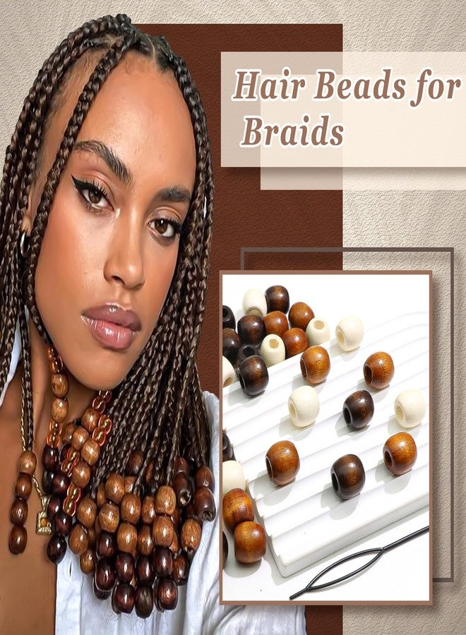 VENOFEN 60PCS Hair Beads Large Hole Wooden Bead Dreadlock Decoration Mixed Color Loc Hair Accessories for Women and Men - Image 3