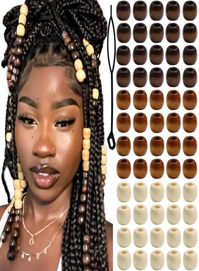 VENOFEN 60PCS Hair Beads Large Hole Wooden Bead Dreadlock Decoration Mixed Color Loc Hair Accessories for Women and Men - Image 1