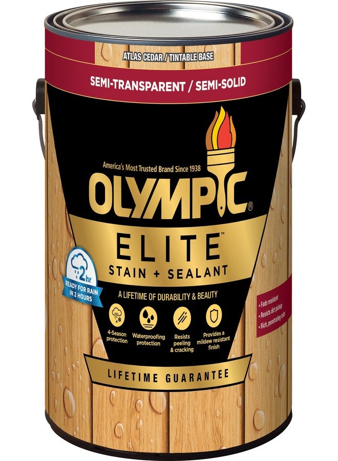 أوليمبيك أوليمبك إليت، 1 جالون، صبغة أطلس سيدار شبه شفافة ومادة مانعة للتسرب، منخفضة المركبات العضوية المتطايرة - Image 1