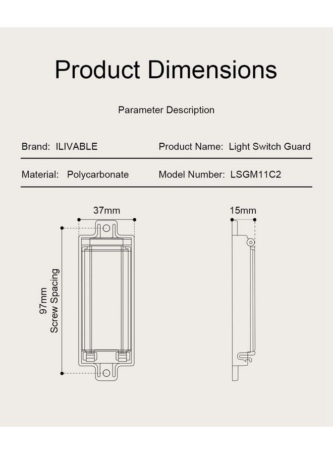 ILIVABLE Light Switch Guard Ilivable Child Proof Switch Plate Cover Prevents Kids Or Accidental Turned On/Off Switch While Allowing Access (White 2 Pack) - Image 3