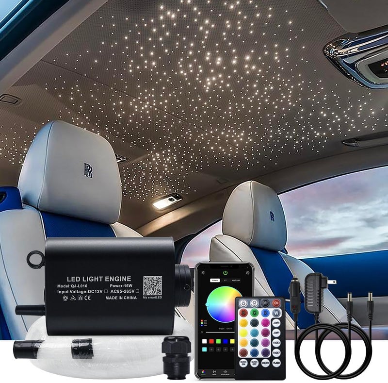 AKEPO 16W Fibre Optic Lights Star Ceiling Light Kit Music+APP Control for Home & Car, RGBW Sound Sensor Light Source with 28key RF Musical Remote Control and Fiber Cable 550pcs 0.75mm 13.1ft/4m - Image 1