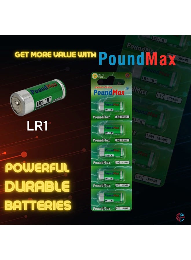 Poundmax 5 X 910A LR1 N Type MN9100 1.5V Alkaline Batteries - Image 3