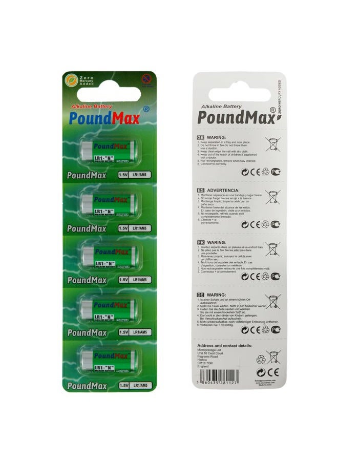 Poundmax 5 X 910A LR1 N Type MN9100 1.5V Alkaline Batteries - Image 1