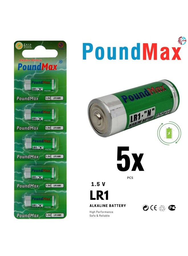 Poundmax 5 X 910A LR1 N Type MN9100 1.5V Alkaline Batteries - Image 2