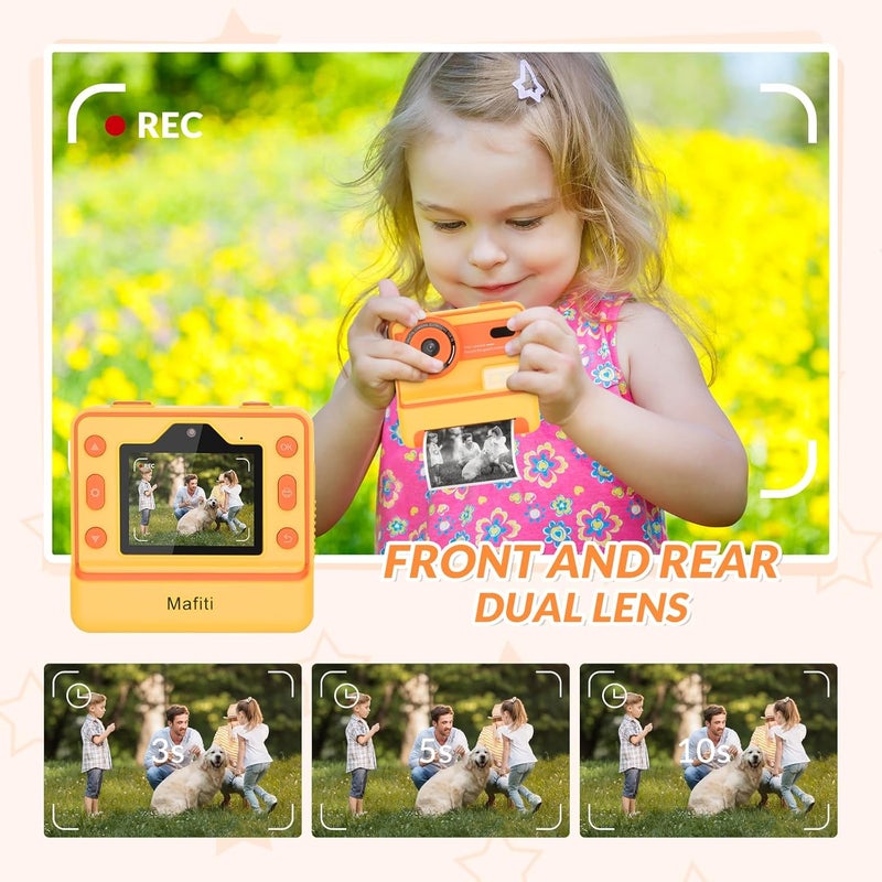 mafiti Children's Camera Instant Camera for Children Digital Camera Children Instant Camera 1080P 2.4 Inch Screen, Camera Children Instant Print with Printing Paper & 32G TF Card, Gift for Children 3-12 - Image 3