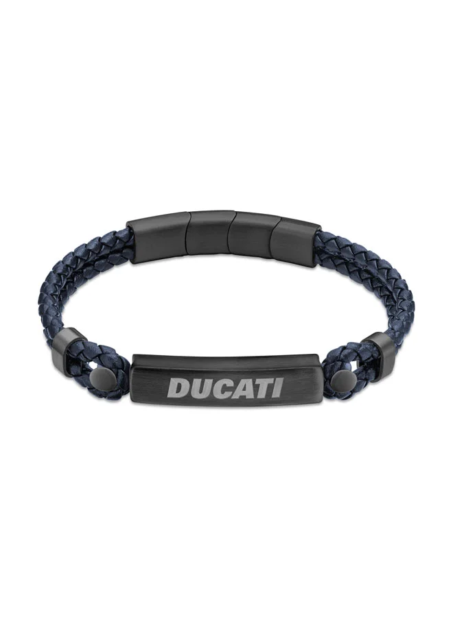 Ducati Trionfo Blue Braided Leather Bracelet for Men