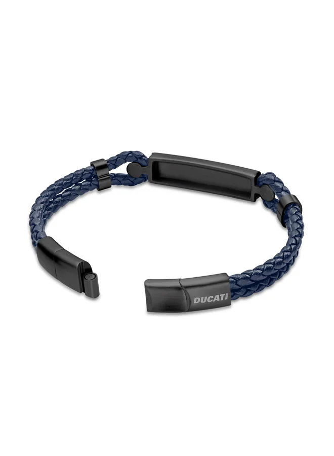 Ducati Trionfo Blue Braided Leather Bracelet for Men