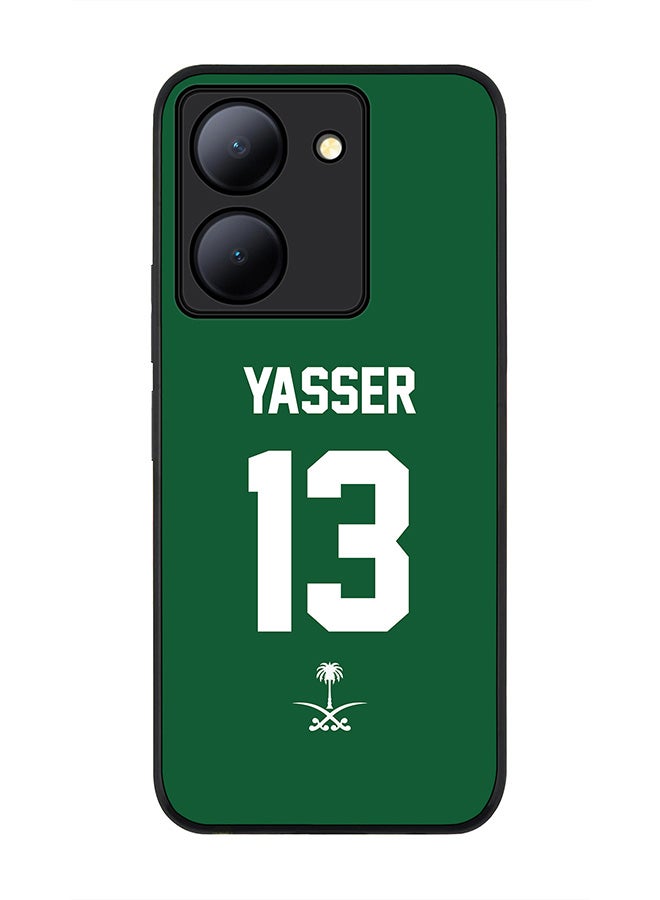 Stylizedd Rugged Black Edge case for Vivo Y27s/ Vivo Y27 5G,Slim fit Flexible Cover - Football Team - Saudi Arabia, Player Name - Yasser - Image 1
