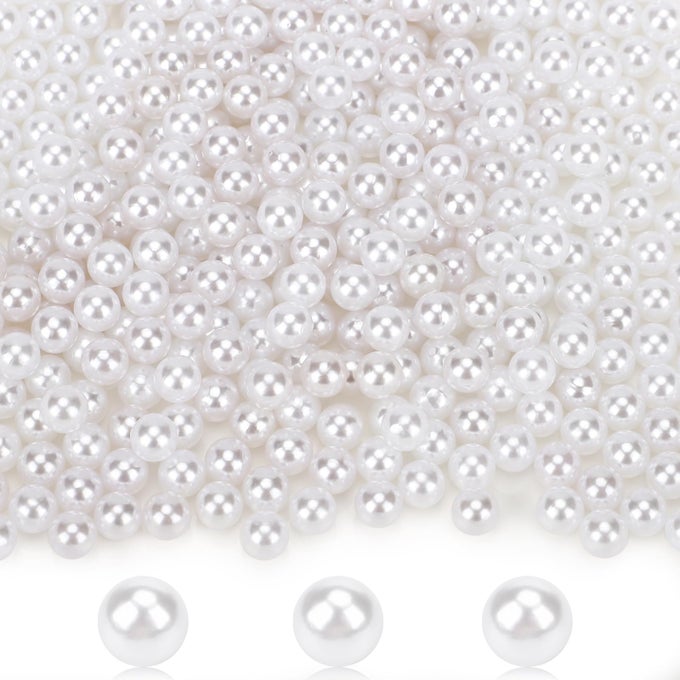 WHITE 1300PCS VASE FILLERS PEARLS 8MM031IN FAUX PLASTIC PEARLS FOR CRAFTS NO HOLE DECORATIVE BULK FILLER BEADS FOR HOME CENTERPIECE MAKEUP BRUSH HOLDER WEDDING CANDLES TABLE SCATTER