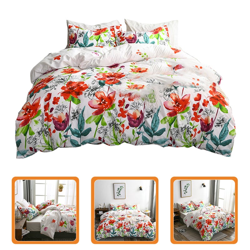 1 Set Floral Bedding Kit Three-piece Bedding Decorative Household Bedding - Image 4