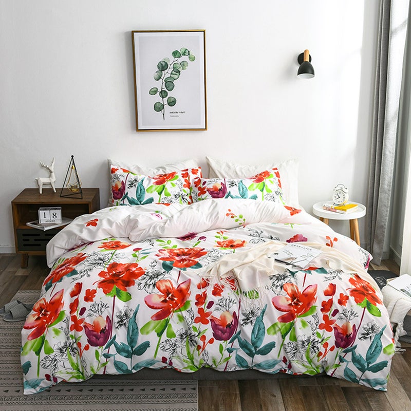 1 Set Floral Bedding Kit Three-piece Bedding Decorative Household Bedding - Image 1
