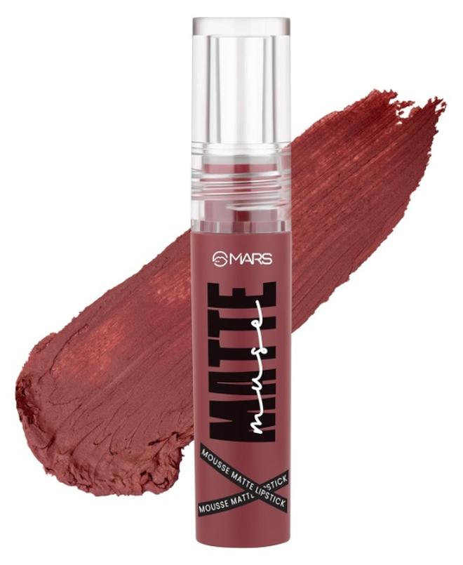 MARS Matte Muse Mousse Lipstick (3ml) (01-LEADING LADY) with Doe-Foot Applicator | Highly Pigmented | Smooth Texture | Hydrating Formula | Blurry Lips Effect - Image 1
