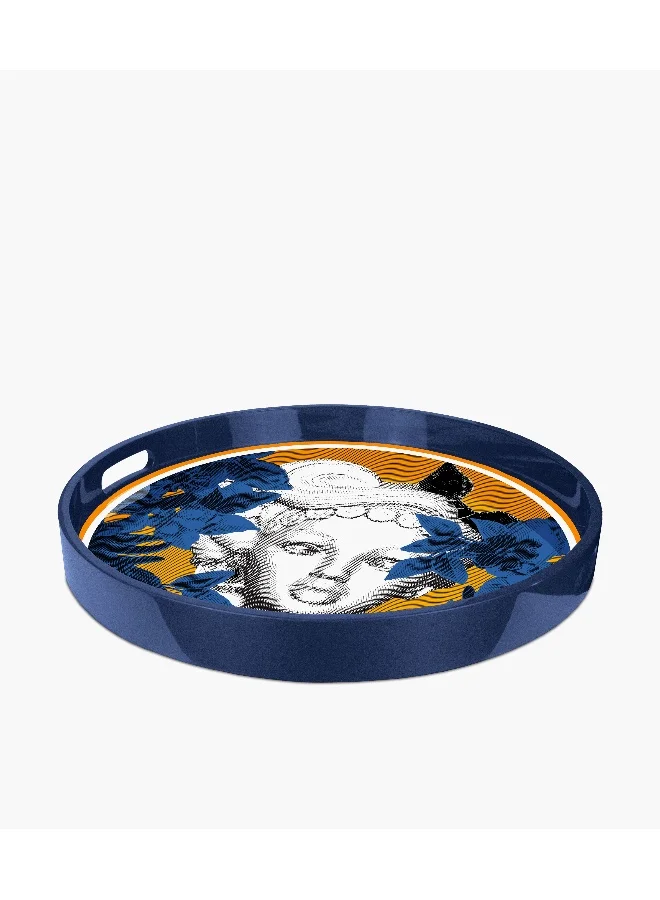 Baci milano Sagrada Familia Round tray - Bamboo Blue 50cm H7cm
