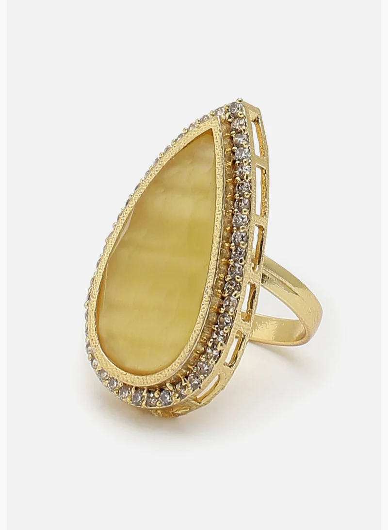 SOHI Gold Plated Designer Stone Ring