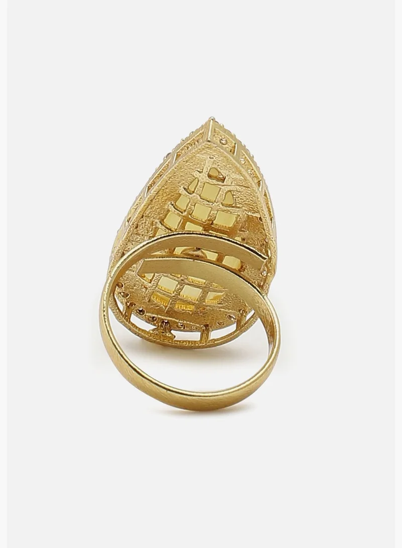 SOHI Gold Plated Designer Stone Ring