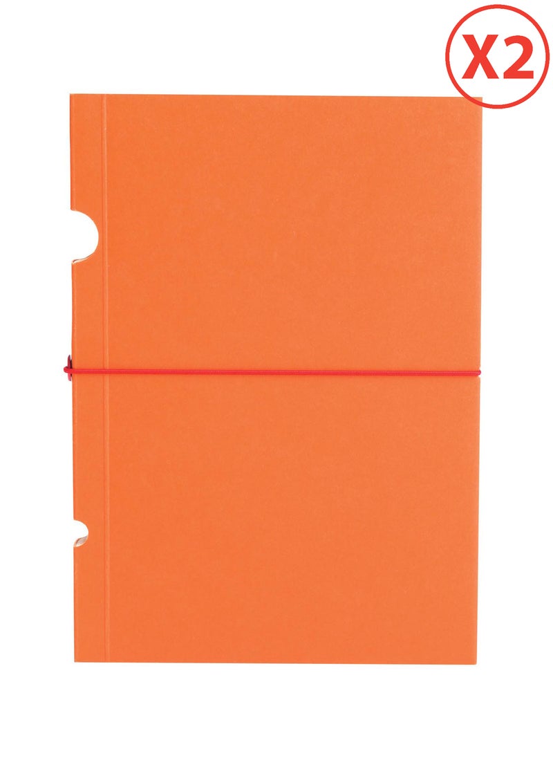 Paper-Oh Buco Orange B7 Unlined Elastic Band Closure Notebook - Pack of 2 - Image 1