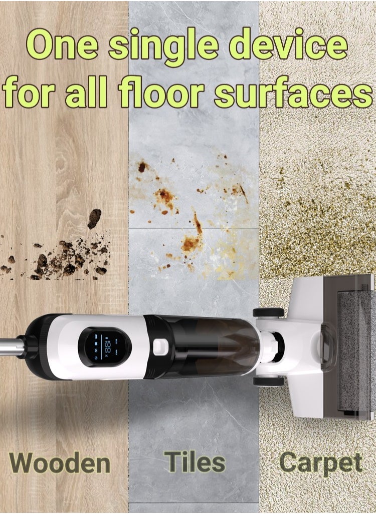 Ayeeb - Cordless Smart All-in-one Multi-Surface Total Floor Scrubber Carpet Cleaning Machine,Wet Dry Vacuum Roller Brush Mop,Multifunctional Versatile Kitchen Waste Auto Clean Self-driven Portable Lightweight - Image 1