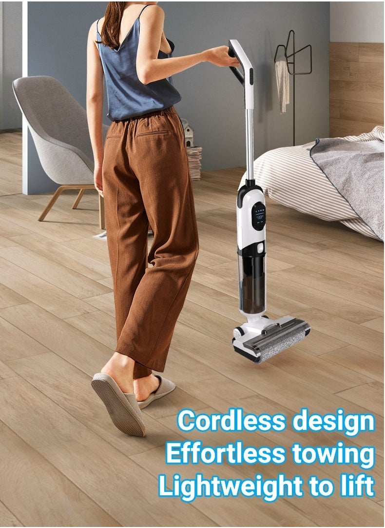 Ayeeb - Cordless Smart All-in-one Multi-Surface Total Floor Scrubber Carpet Cleaning Machine,Wet Dry Vacuum Roller Brush Mop,Multifunctional Versatile Kitchen Waste Auto Clean Self-driven Portable Lightweight - Image 1