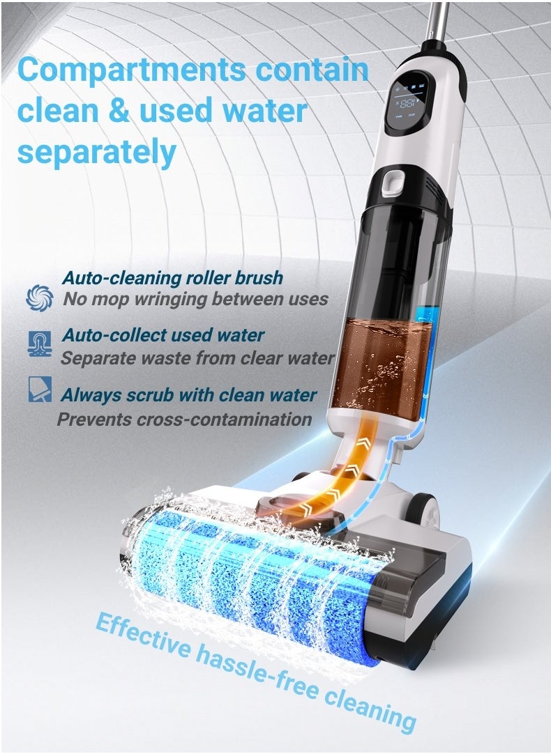 Ayeeb - Cordless Smart All-in-one Multi-Surface Total Floor Scrubber Carpet Cleaning Machine,Wet Dry Vacuum Roller Brush Mop,Multifunctional Versatile Kitchen Waste Auto Clean Self-driven Portable Lightweight - Image 1