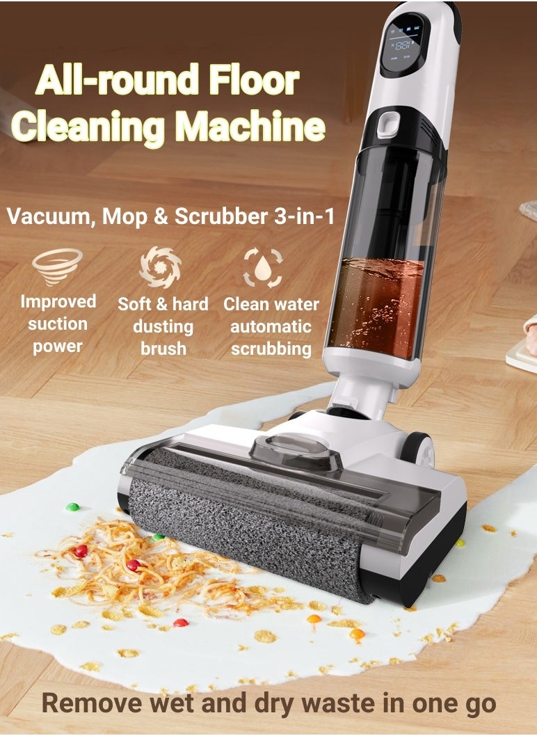 Ayeeb - Cordless Smart All-in-one Multi-Surface Total Floor Scrubber Carpet Cleaning Machine,Wet Dry Vacuum Roller Brush Mop,Multifunctional Versatile Kitchen Waste Auto Clean Self-driven Portable Lightweight - Image 1