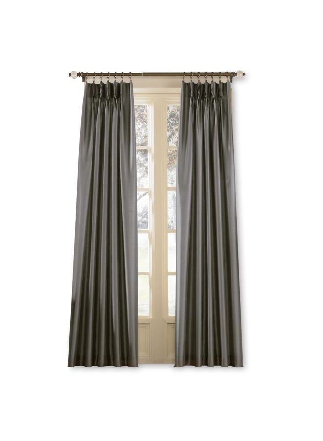Curtainworks Marquee Faux Silk Pinch Pleat Curtain Panel, 30 by 108", Pewter - Image 2