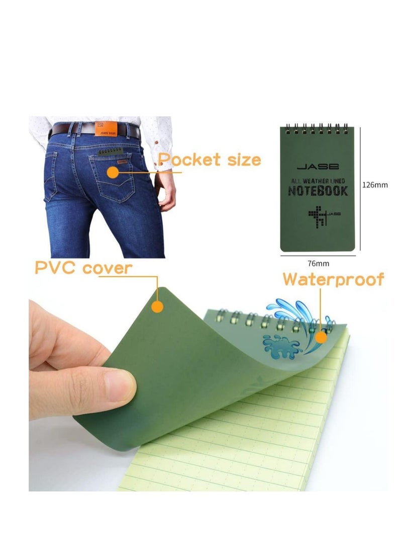 Generic 5 Packs All Weather Shower Waterproof Notebook Pocket Size Tactical Notepad Top Spiral Memo Notes Green Grid Paper Eye Protection for Outdoor Activities Recording 32 x 55 in - Image 5