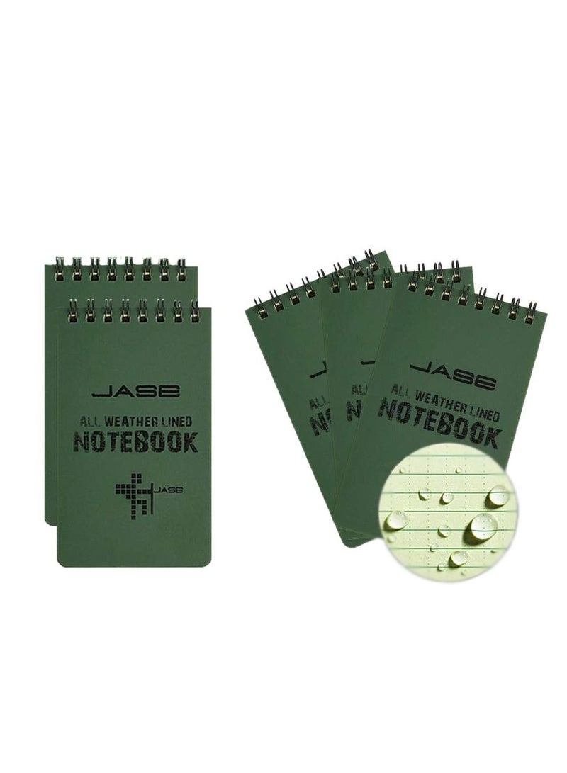 Generic 5 Packs All Weather Shower Waterproof Notebook Pocket Size Tactical Notepad Top Spiral Memo Notes Green Grid Paper Eye Protection for Outdoor Activities Recording 32 x 55 in - Image 1