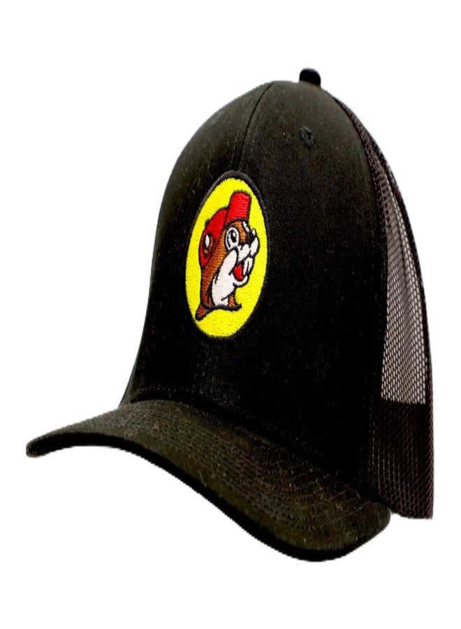 Buc-ee's قبعة سائق الشاحنة من Buc-ee's قابلة للتعديل، شعار القندس مطرز في الأمام، مقاس واحد يناسب الجميع (الولايات المتحدة، ألفا، مقاس واحد، أسود) - Image 1