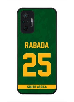 Rugged Black Edge Case for Redmi Note 10 Pro 4G, Slim fit Soft Case Flexible Rubber Edges Thin Cover - Player Name - Kagiso Rabada, Jersey Number- 25