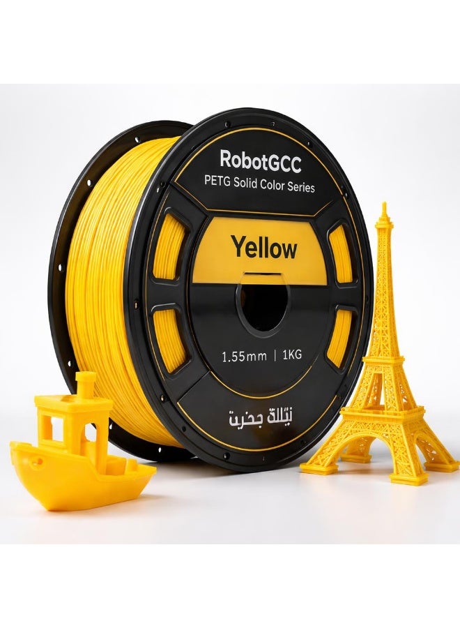 robotgcc PETG Yellow 3D Printing Material 1.75mm 1KG Bright High Visibility Color High Strength Durable Smooth Extrusion Low Warping Strong Layer Adhesion Chemical Resistance Easy Print for FDM 3D Printer Prototyping Engineering Models Creative Design - Image 1