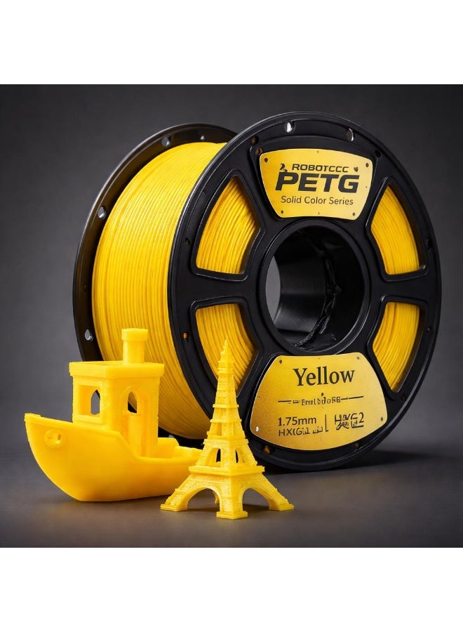 robotgcc PETG Yellow 3D Printing Material 1.75mm 1KG Bright High Visibility Color High Strength Durable Smooth Extrusion Low Warping Strong Layer Adhesion Chemical Resistance Easy Print for FDM 3D Printer Prototyping Engineering Models Creative Design - Image 2