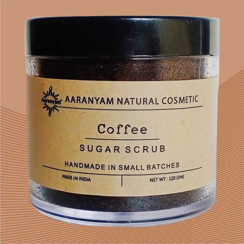 Aaranyam Exfoliating Coffee Body Scrub for Smooth Radiant Skin Ideal for Women Men DeTan Bath Scrub with Coconut Oil Removes Dirt Dead Skin from Neck Knees Elbows Arms Suitable for All Skin Types 120g 120 g - Image 1