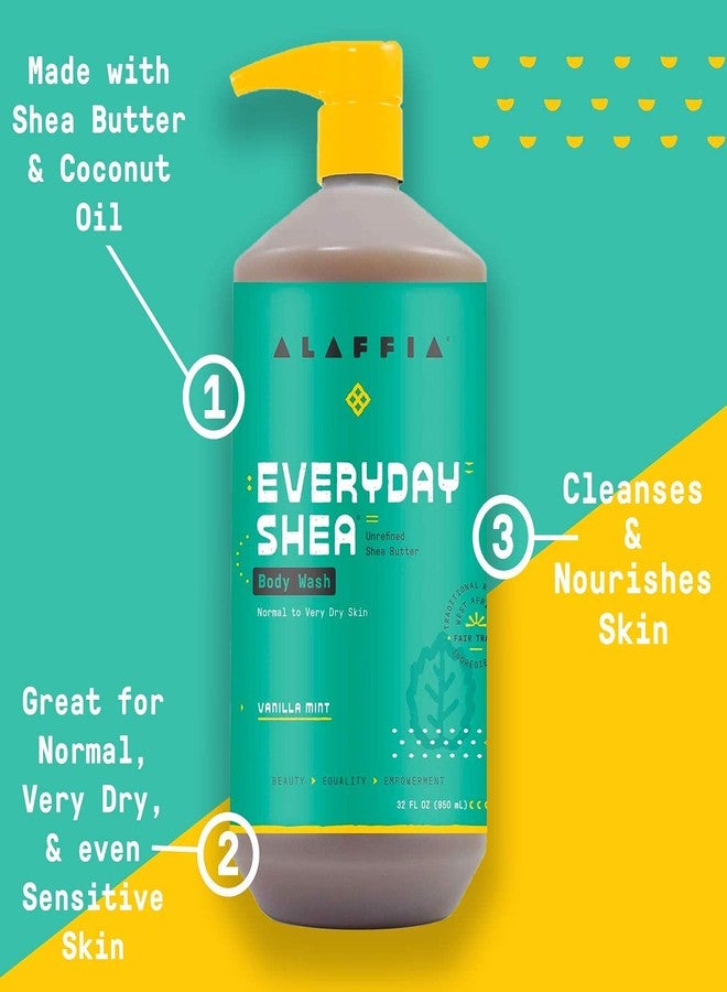 Alaffia Body Wash, Everyday Shea, Vanilla Mint 2-Pack - Gentle Skin Cleanser, Shower Gel for Normal to Very Dry Skin, 16 Oz Ea - Image 4