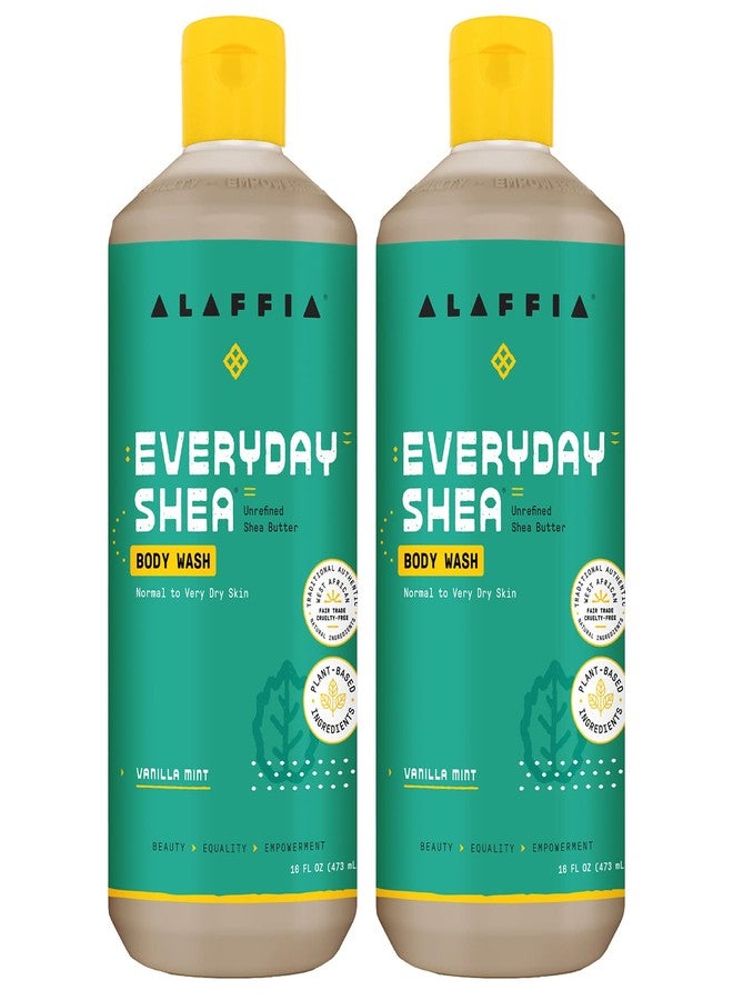 Alaffia Body Wash, Everyday Shea, Vanilla Mint 2-Pack - Gentle Skin Cleanser, Shower Gel for Normal to Very Dry Skin, 16 Oz Ea - Image 1
