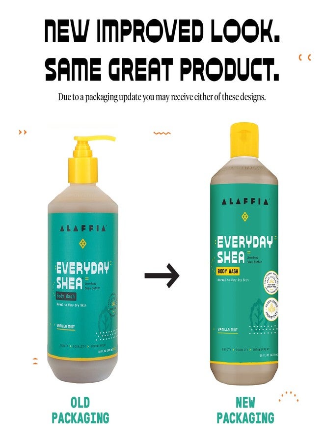 Alaffia Body Wash, Everyday Shea, Vanilla Mint 2-Pack - Gentle Skin Cleanser, Shower Gel for Normal to Very Dry Skin, 16 Oz Ea - Image 2