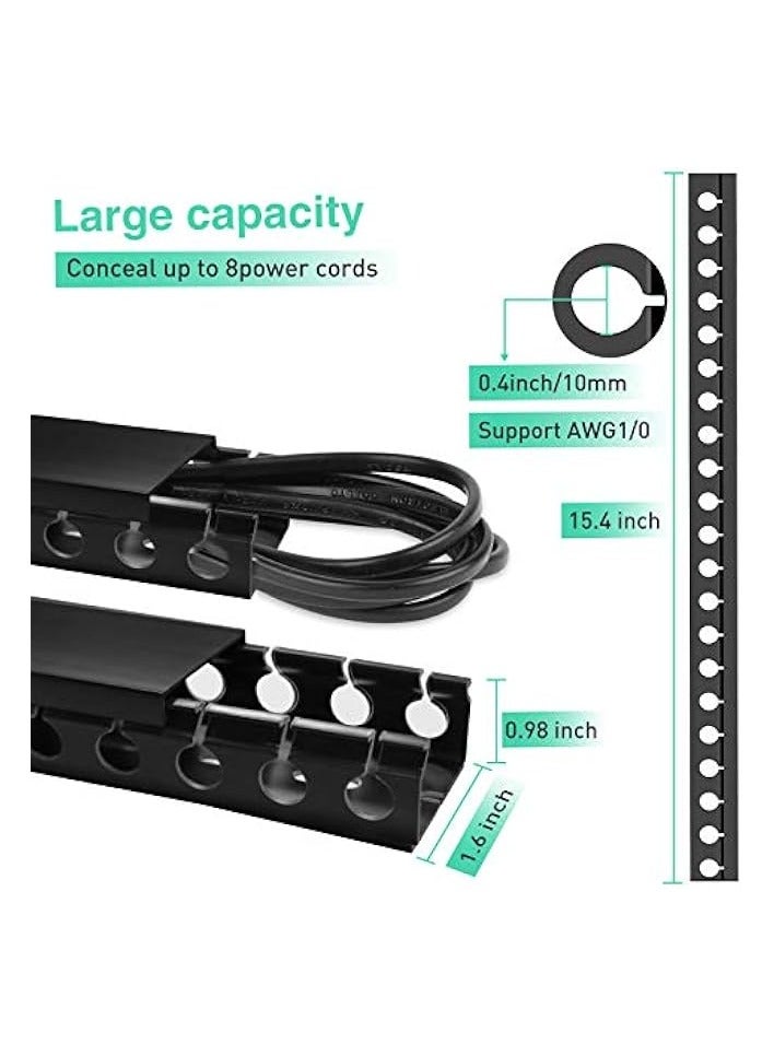 PROMASS Updated Cable Raceway Kit - 77 (5x15.4) Inch Open Slot Wire Covers for Cords, Under Desk Cable Management System to Hide Under Desk/Tv/Computer/Net/Power Cords, (Pack 5) - Image 3