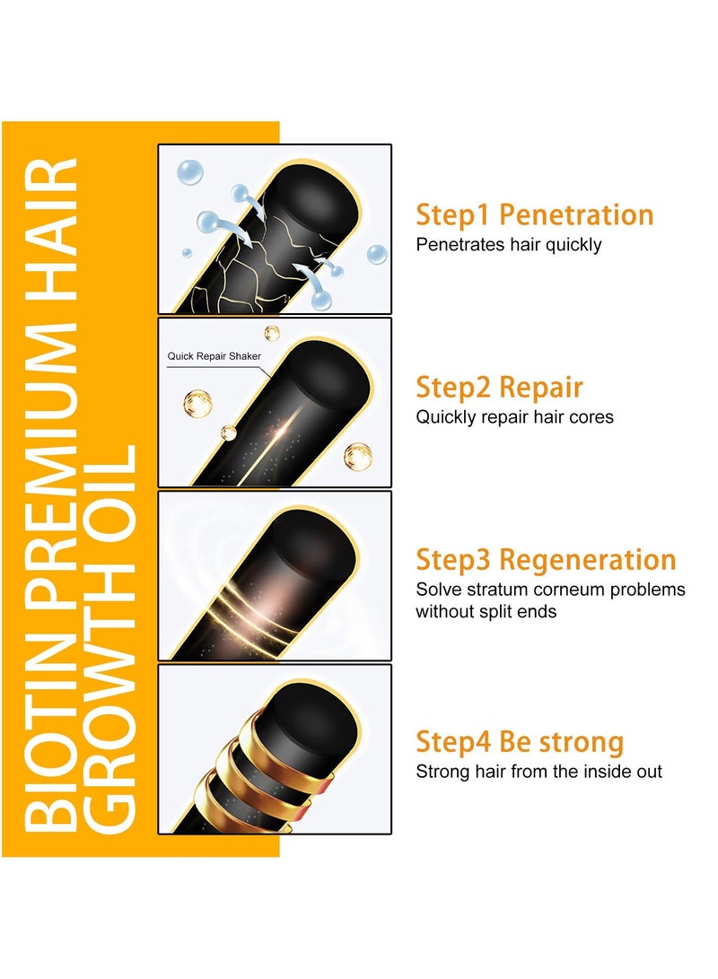 EELHOE 3-PACK Biotin Hair Care Oil,Deeply Moisturizes The Scalp, Repairs Damaged Hair And Makes It Smooth And Shiny 30ml*3 - Image 4