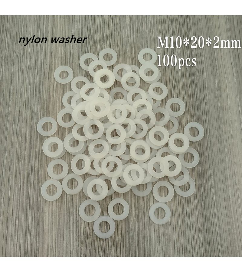 White Nylon Flat Washers M8x16x1.4mm 100 Pieces Sealing Gaskets for Screws - Image 1