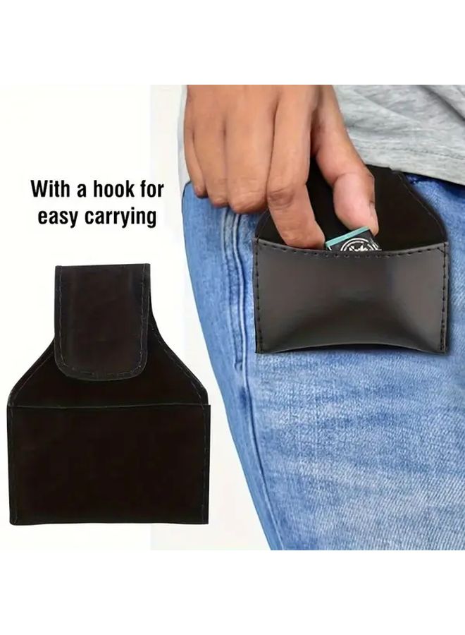 Portable Pool Cue Chalk Holder Pouch Compact Black Billiard Accessory Bag - Image 1