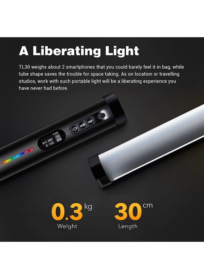 Godox Godox TL30 Full-Color RGB Tube Light, CRI 97 TLCI 99 Accurate Color, RGB CCT HSI Mode, 2700k-6500K Adjustable, 13 Fx Light Effect, APP Control Support, Brightness Adjustable, Magnet Design