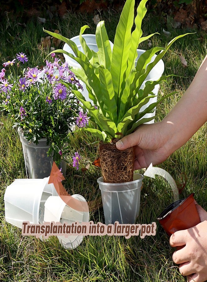 VIOBEPASS Clear Nursery Pots with Drainage 30 Pack, 10"/8.5"/7"/6"/5"/4" Plastic Orchid Nursery Pots for Plants with 30 Plant Labels for Seedling Plant, 6 Sizes Flower Pots Variety for Indoor Outdoor Repotting - Image 3