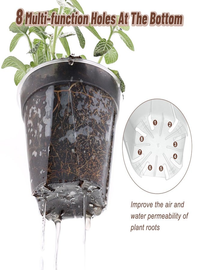 VIOBEPASS Clear Nursery Pots with Drainage 30 Pack, 10"/8.5"/7"/6"/5"/4" Plastic Orchid Nursery Pots for Plants with 30 Plant Labels for Seedling Plant, 6 Sizes Flower Pots Variety for Indoor Outdoor Repotting - Image 4
