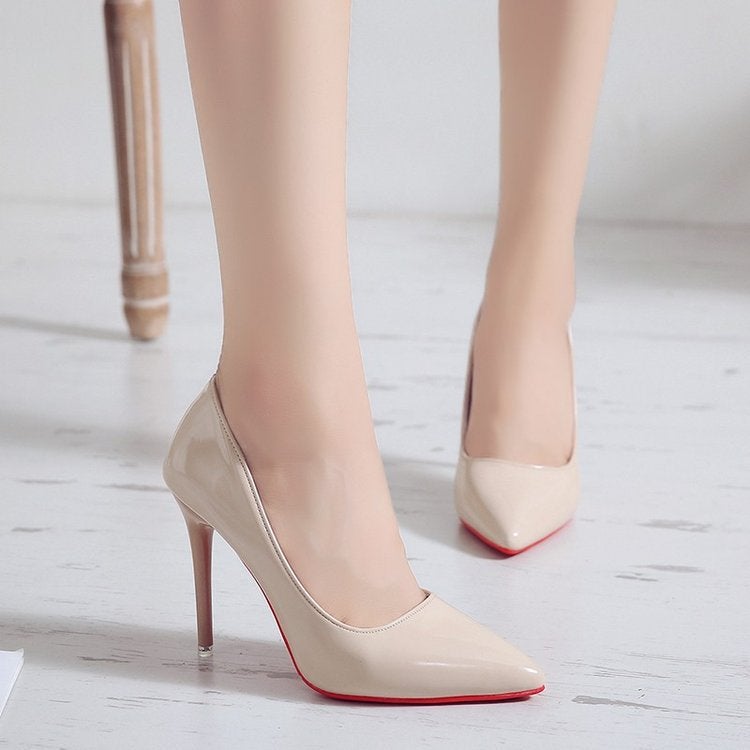 Red-Soled High-Heeled Shoes That Are Comfortable For Women, Thin-Heeled Single Shoes, 2025 Spring Season, Black Heels, Large Size, Pointed Toe, Sizes 41-43, Shallow Mouth - Image 5