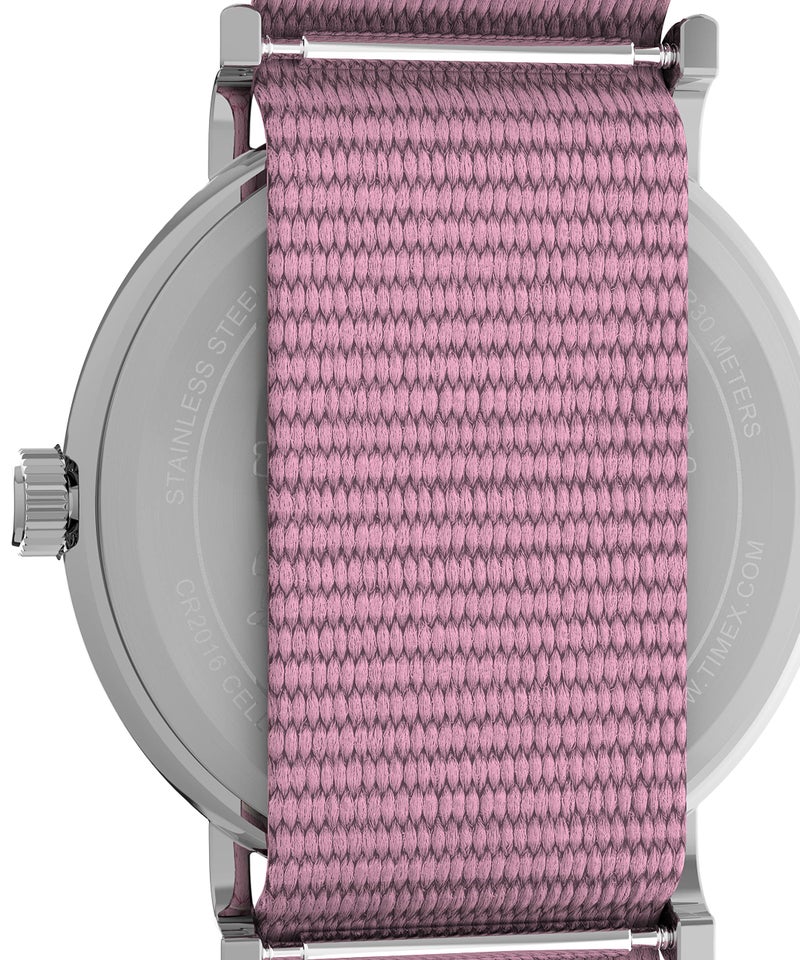 Timex X Peanuts in Bloom Women's Weekender 38mm Watch - Pink Strap White Dial Silver-Tone Case - Image 5