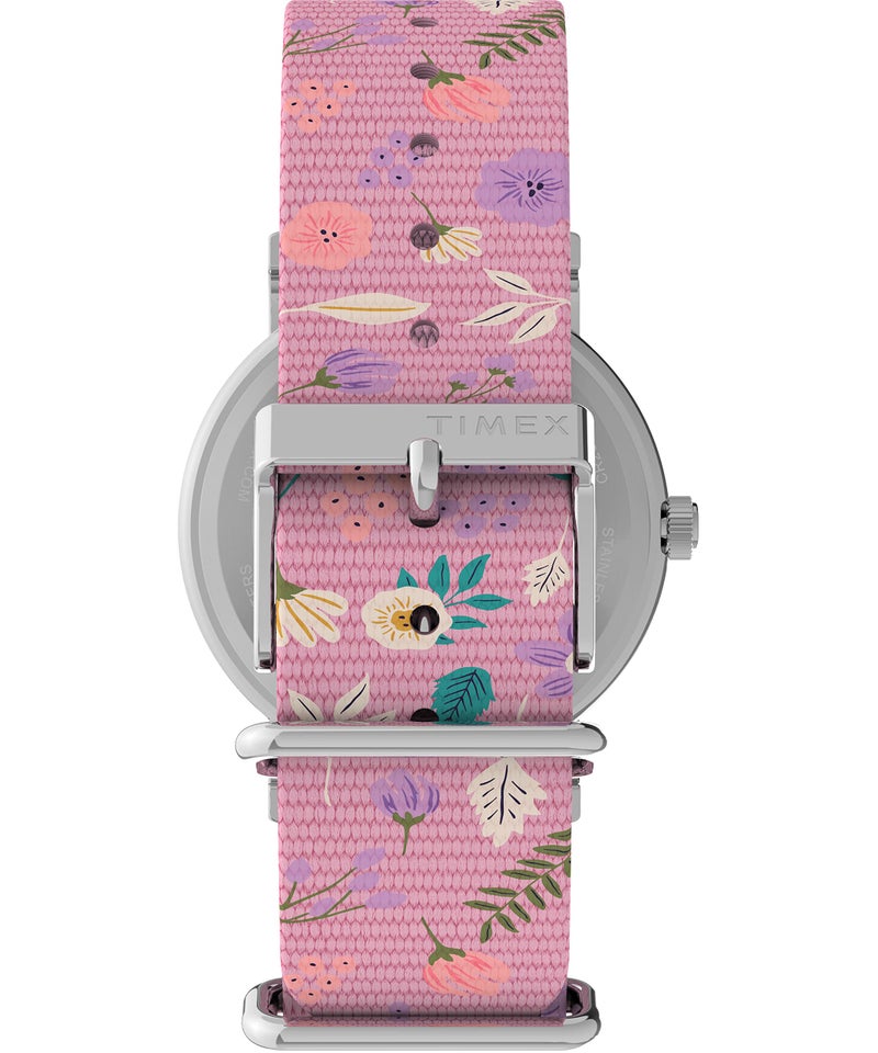 Timex X Peanuts in Bloom Women's Weekender 38mm Watch - Pink Strap White Dial Silver-Tone Case - Image 3