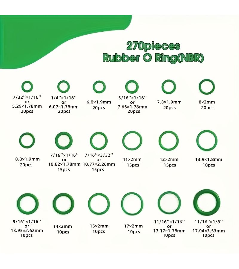 274pcs Green O Rings With Oil Seal Screwdriver For Auto AC Compressor Pipe Sealing Tool - Image 2