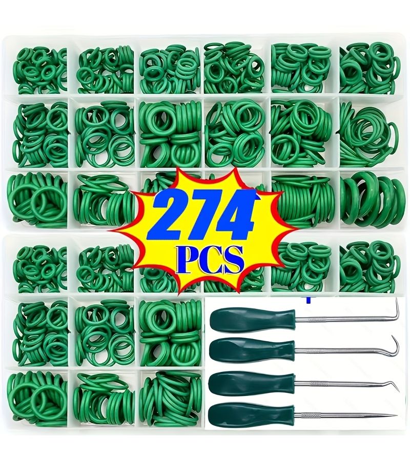 274pcs Green O Rings With Oil Seal Screwdriver For Auto AC Compressor Pipe Sealing Tool - Image 1