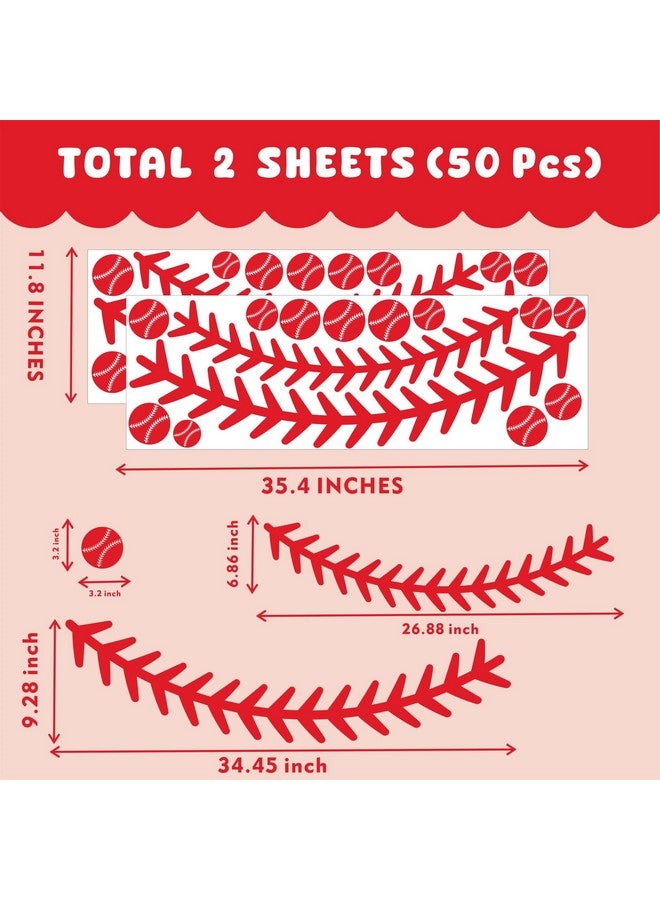 THEYGE Vinyl Baseball Wall Decals Big Baseball Stitches Stickers Peel and Stick Ceiling Decals Baseball Lace Wall Stickers Large Sport Ball Wall Stickers for Teens Boy Girl Bedroom Playroom Decor - Image 5
