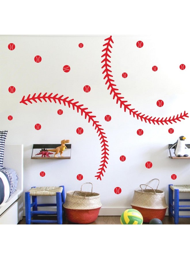 THEYGE Vinyl Baseball Wall Decals Big Baseball Stitches Stickers Peel and Stick Ceiling Decals Baseball Lace Wall Stickers Large Sport Ball Wall Stickers for Teens Boy Girl Bedroom Playroom Decor - Image 3