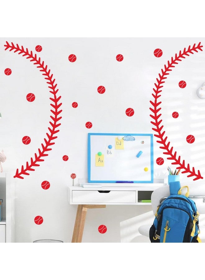 THEYGE Vinyl Baseball Wall Decals Big Baseball Stitches Stickers Peel and Stick Ceiling Decals Baseball Lace Wall Stickers Large Sport Ball Wall Stickers for Teens Boy Girl Bedroom Playroom Decor - Image 2